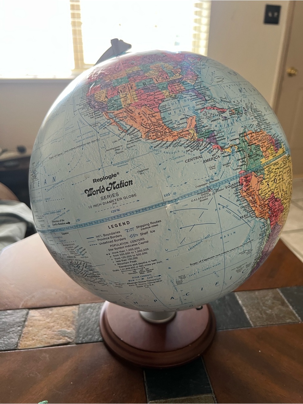 Replogle Standard 12in Classic Blue Political Globe on Wooden Base